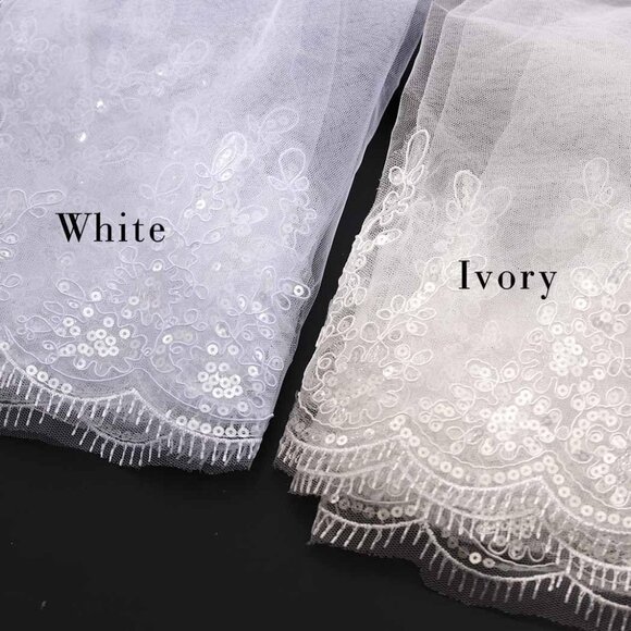 Lace Wedding Veil Tulle 118-Inch Long Cathedral Bridal Veels for Brides - Picture 6 of 7